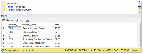 WHERE klauzula SQL